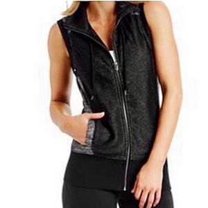 Lorna Jane Athletic Zip up sleeveless Vest Gray Black M
